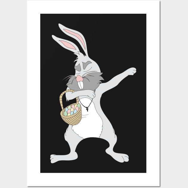 Dabbing Easter Bunny Wall Art by foxycated